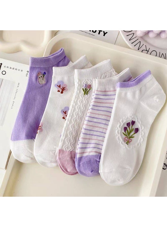 Women's Casual Sock Set (5 Pairs + 1 Gift) – Stylish Modern Ankle Socks - Image 4